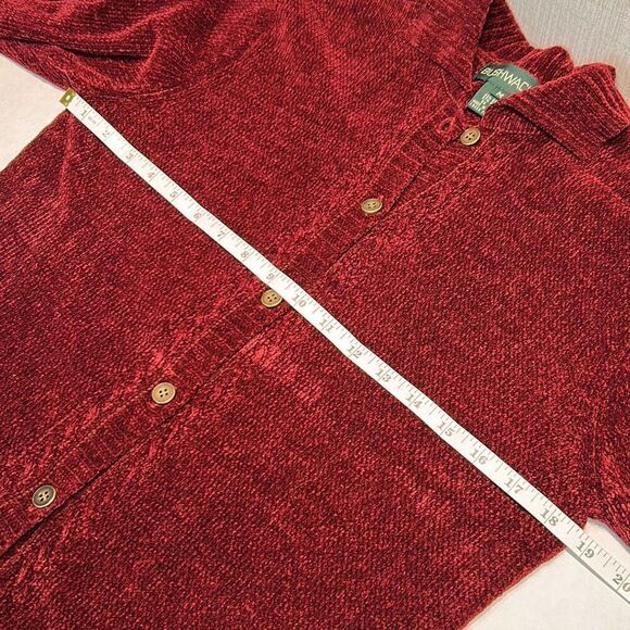 Vtg Bushwacker Button Front Cardigan Sz Medium Burgundy Long Sleeve Collar - Picture 8 of 9